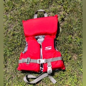 Infant Life Jacket with Gray Straps